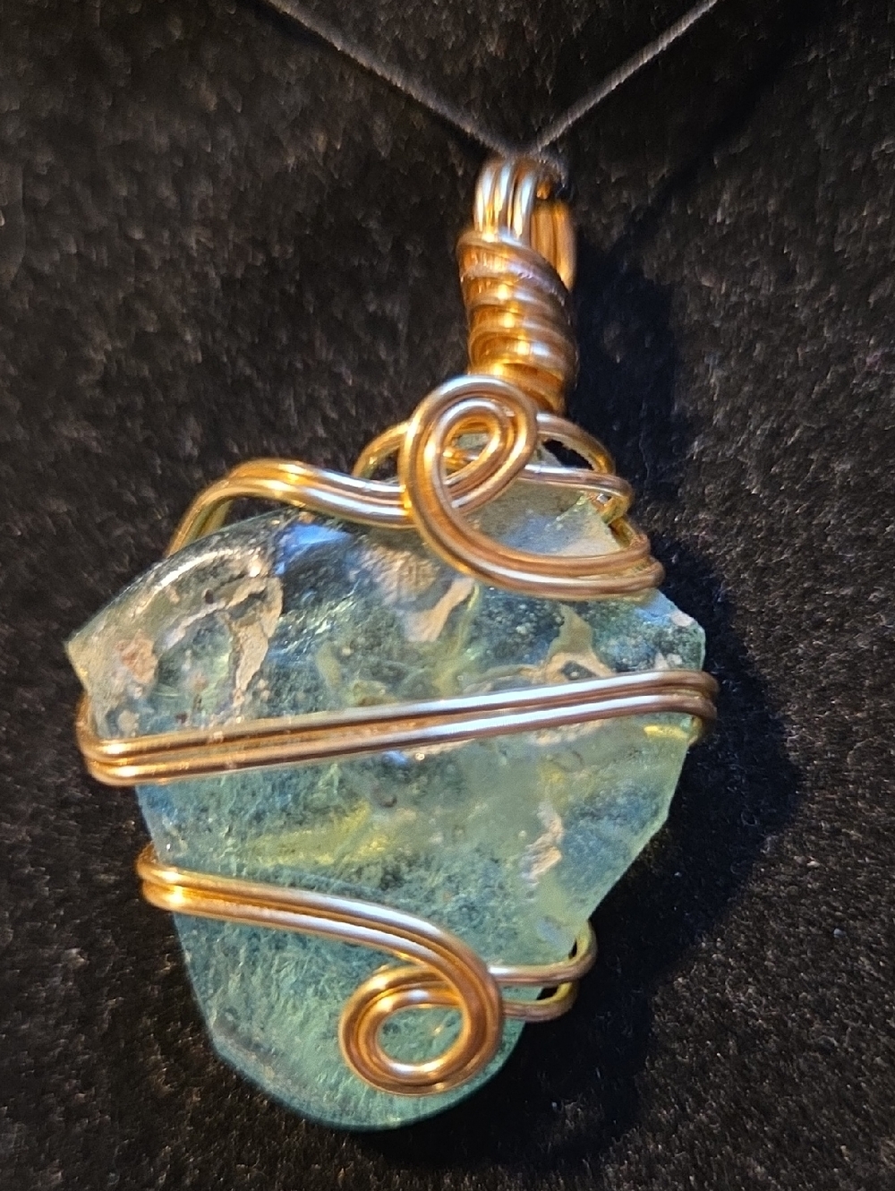 Aqua Green Sea Glass Pendant